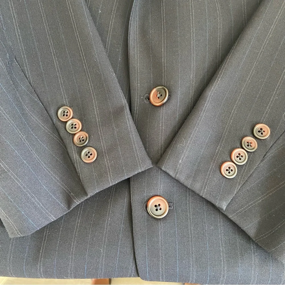 Chaps Ralph‎ Lauren Men's Black 100% Wool Blazer 42 R Blue Pinstrips